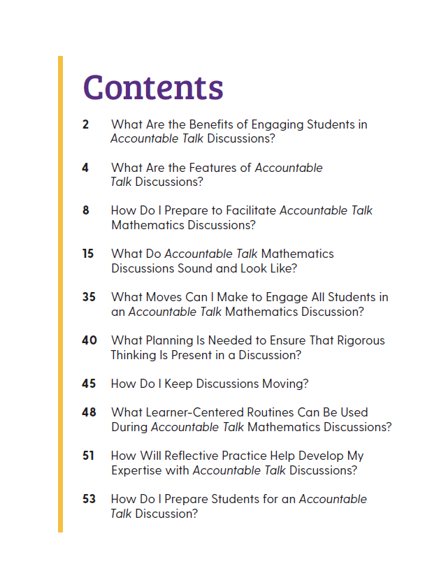 Accountable Talk® Mathematics Discussions Toolkit